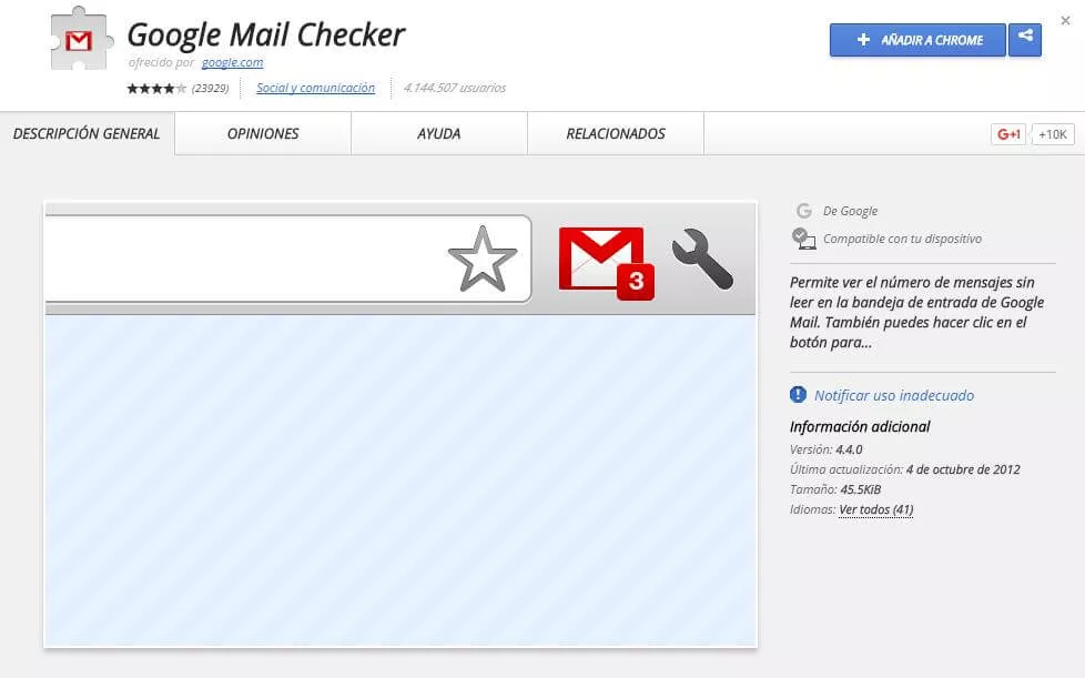 Extensiones Chrome Google Mail
