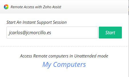 Extensiones Chrome Zoho Assist email