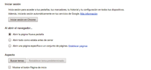 opciones inicio