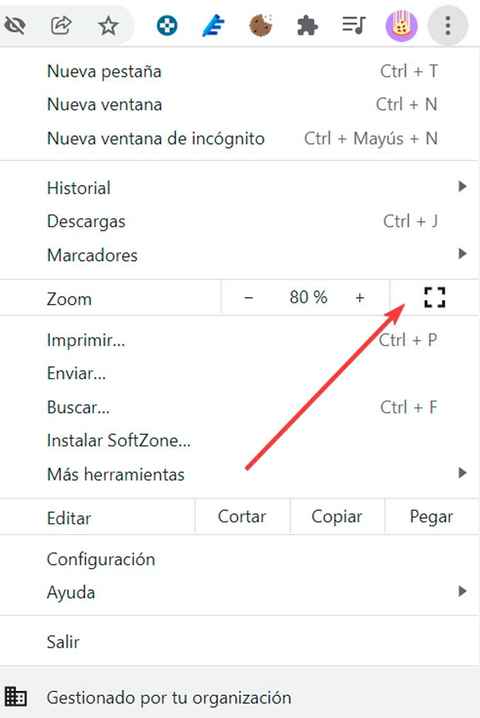 Activar pantalla completa en Chrome