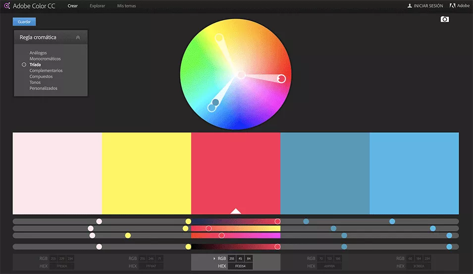 Colores complementarios en herramientas en línea