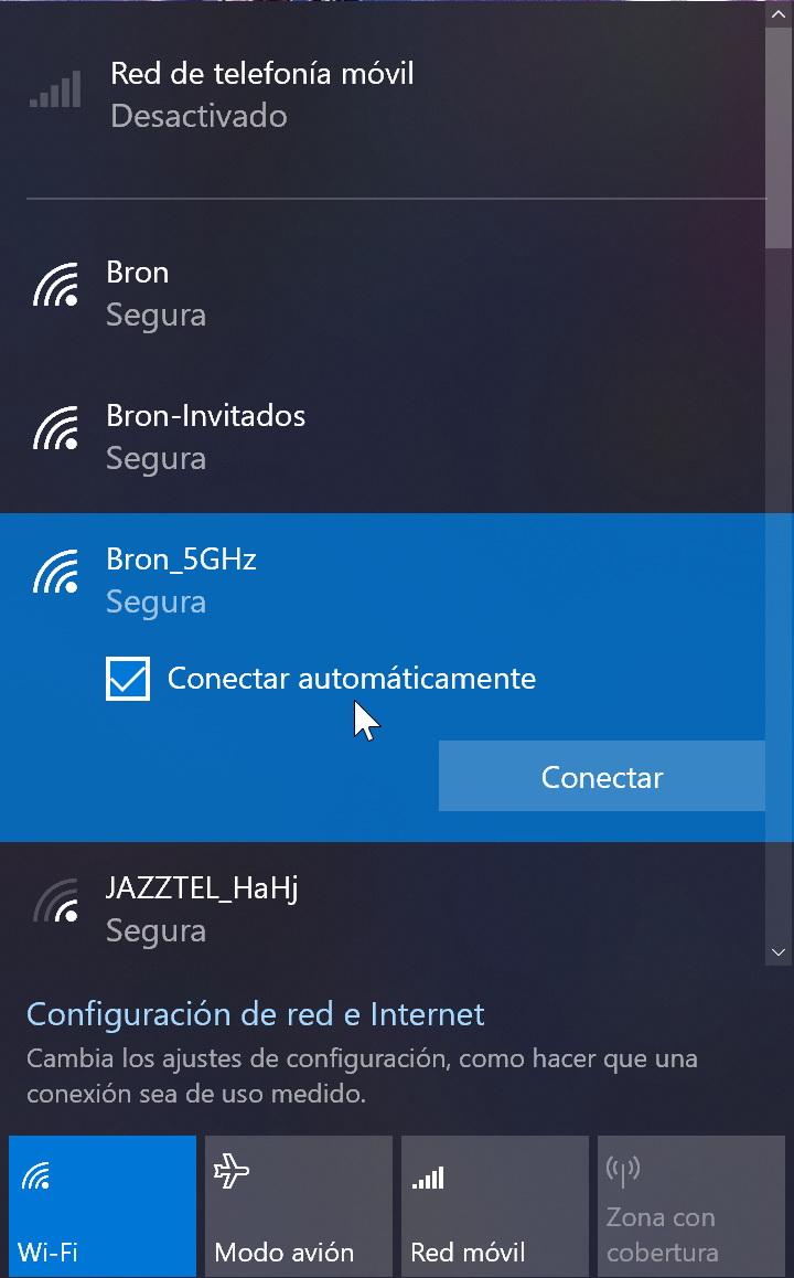 Conexión Wi-Fi desactivada