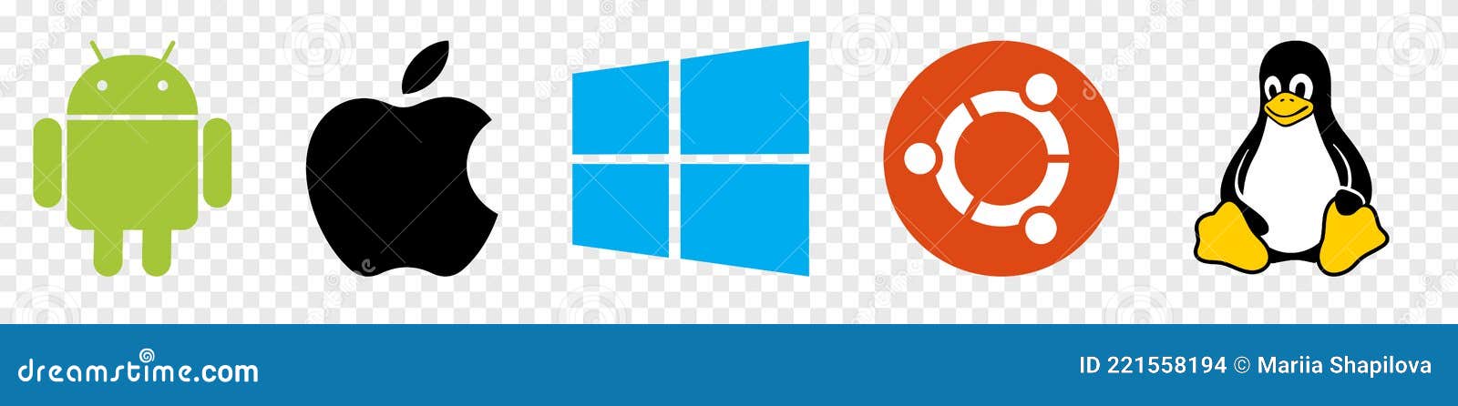 Logos de Windows, macOS, Linux