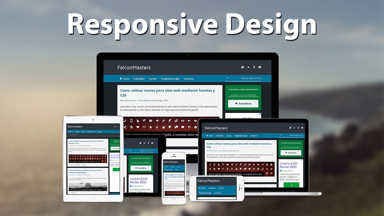 Página web responsive en diferentes dispositivos