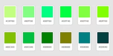 Muestra diferentes tonos de verde