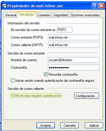Configuración SMTP: autenticación y seguridad