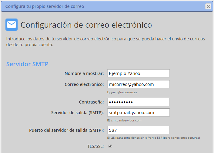 Configuración de servidor de correo