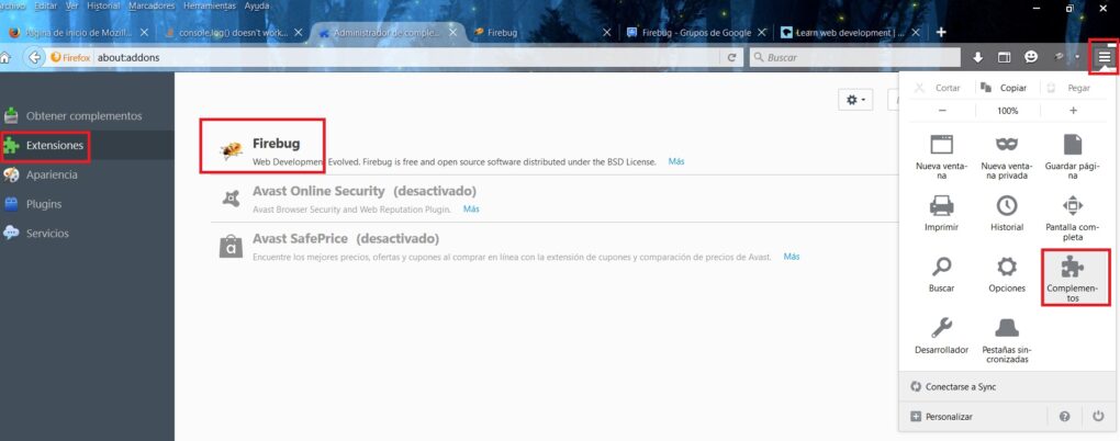 Tutorial: Instalar y usar Firebug para depurar páginas web paso a paso 22 Captura de pantalla de Firebug