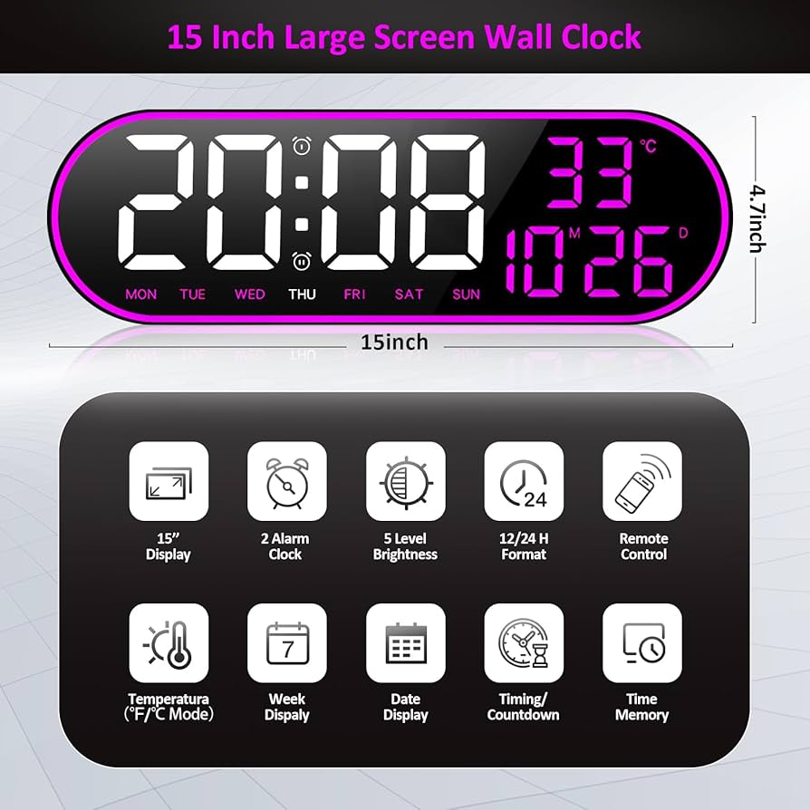 Reloj digital mostrando 24 horas