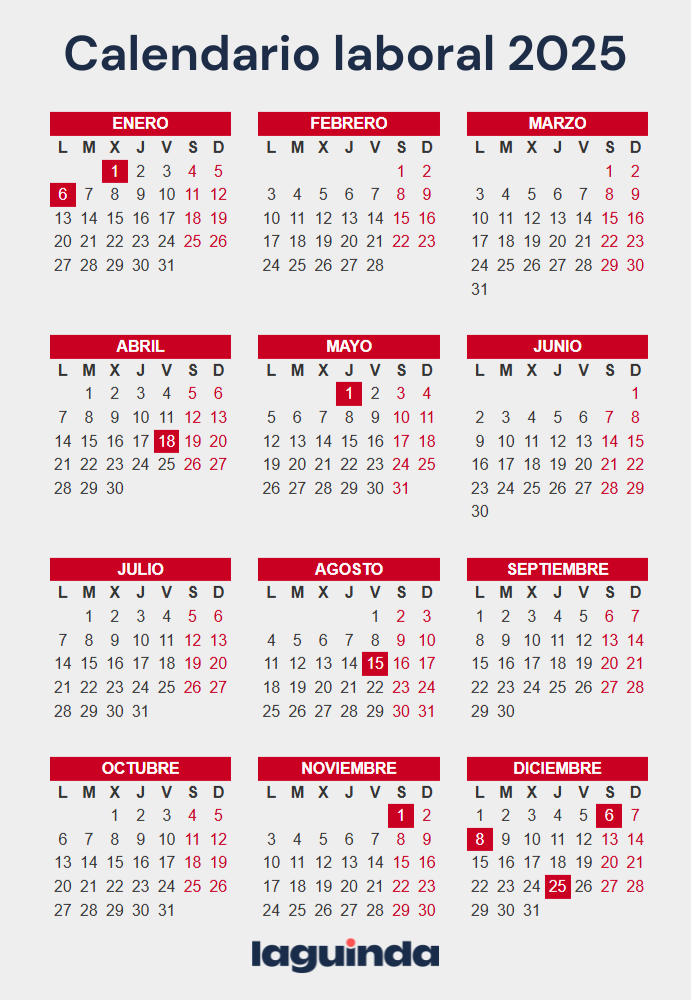 Calendario laboral 2025 en España: organiza tus vacaciones 13 Calendario laboral 2025 en España