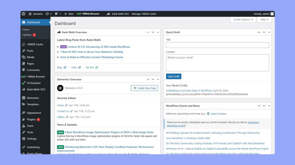 Cómo instalar y configurar Claude 3.7 en WordPress: Guía paso a paso 16 Panel de administración de WordPress