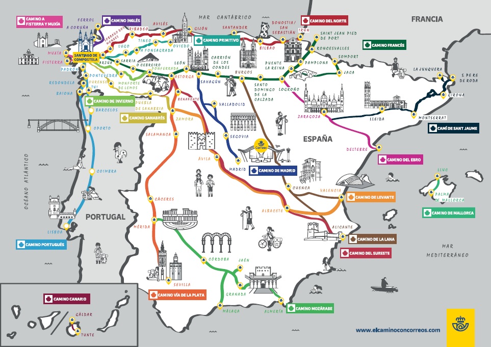 Mapa detallado del Camino de Santiago