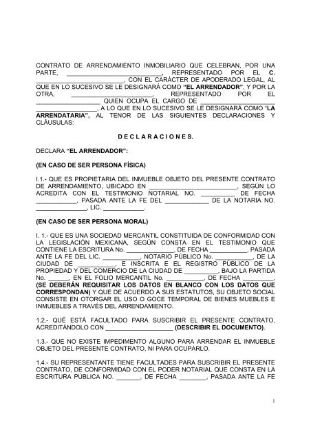 Contratos de arrendamiento