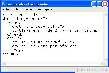 Texto HTML de ejemplo