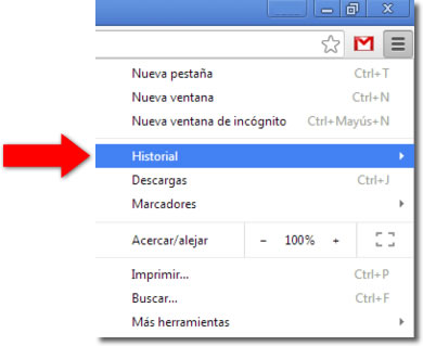 Historial de búsquedas en Chrome