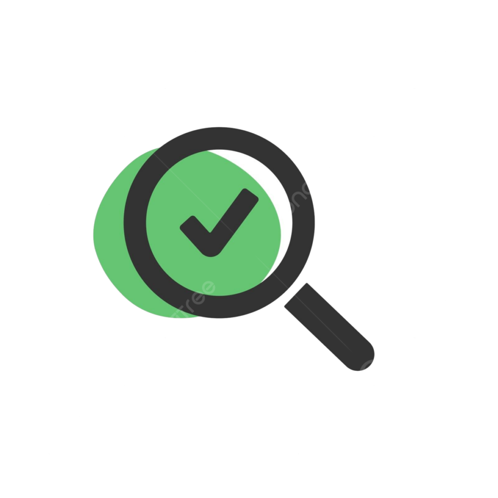 Logo de verificación con lupa