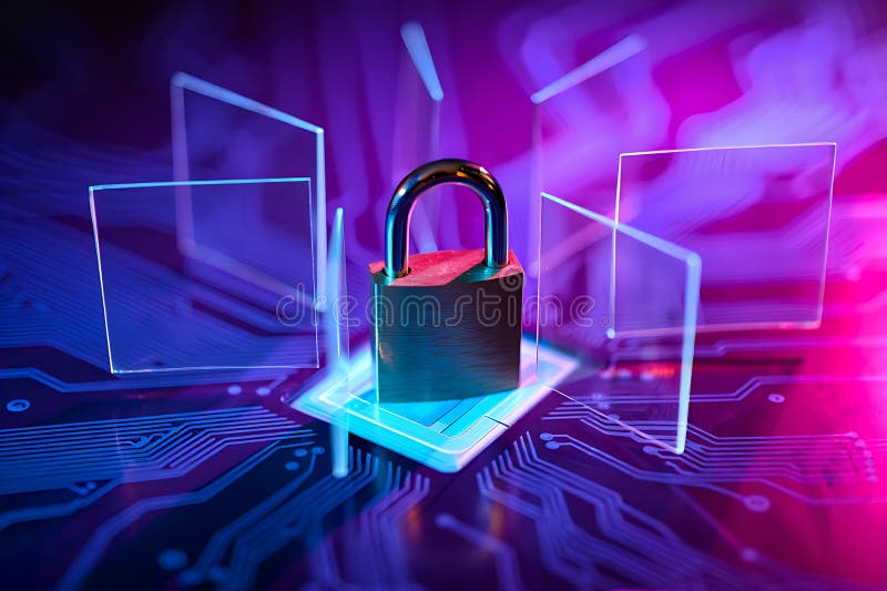 Candado y computadora segura