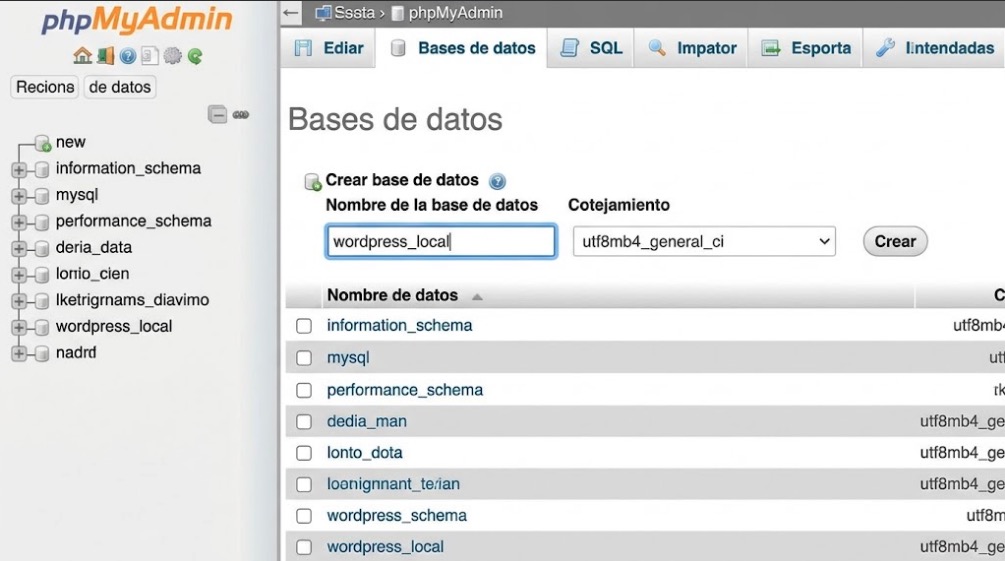 Creación de una base de datos para WordPress en phpMyAdmin XAMPP